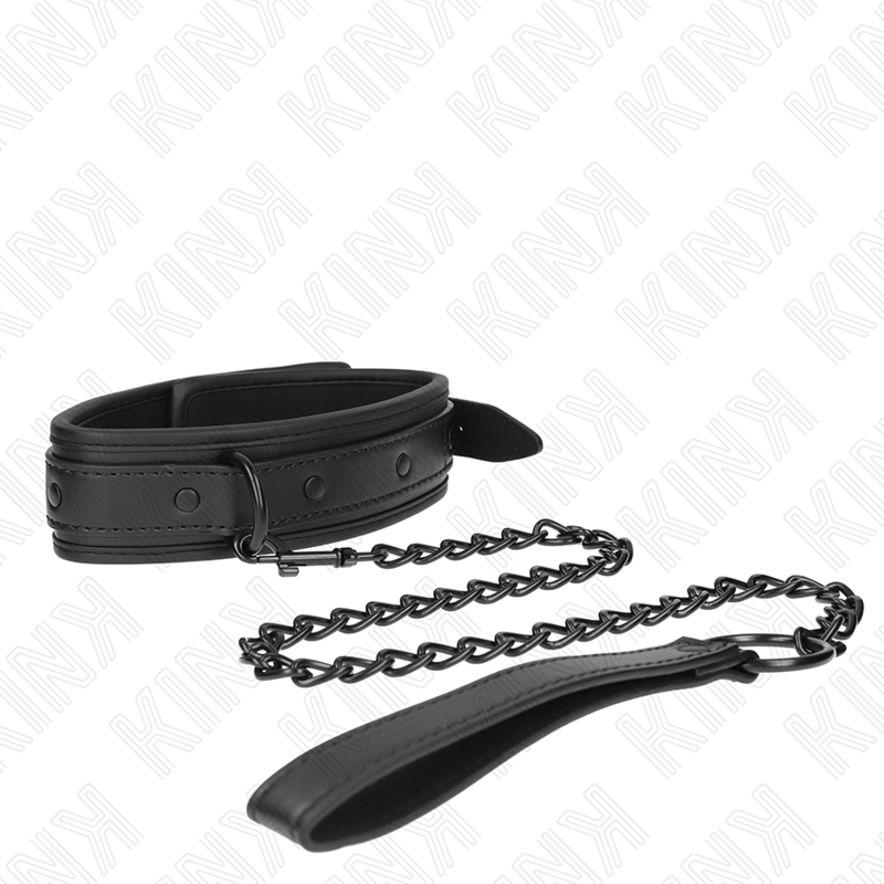 KINK - NEOPRENE BONDAGE COLLAR MODEL 2 WITH BELT 78 CM ADJUSTABLE 37.5 X 49.5 CM - NOCTURNA DESIRES