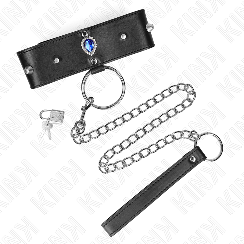 KINK - NECKLACE 65 CM WITH STRAP WITH BLUE DIAMONDS ADJUSTABLE 36-43 CM X 5 CM - NOCTURNA DESIRES