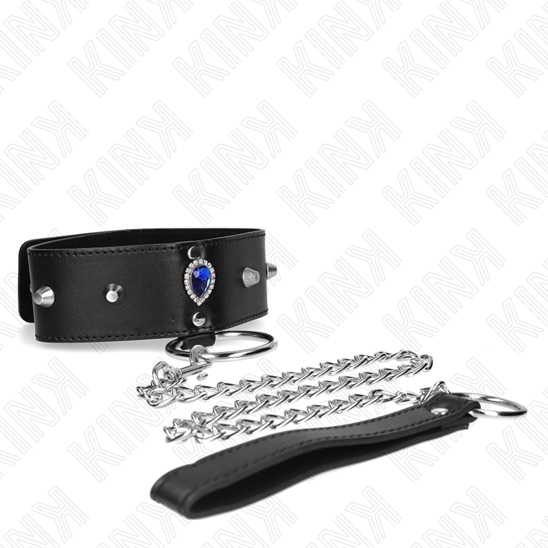 KINK - NECKLACE 65 CM WITH STRAP WITH BLUE DIAMONDS ADJUSTABLE 36-43 CM X 5 CM - NOCTURNA DESIRES