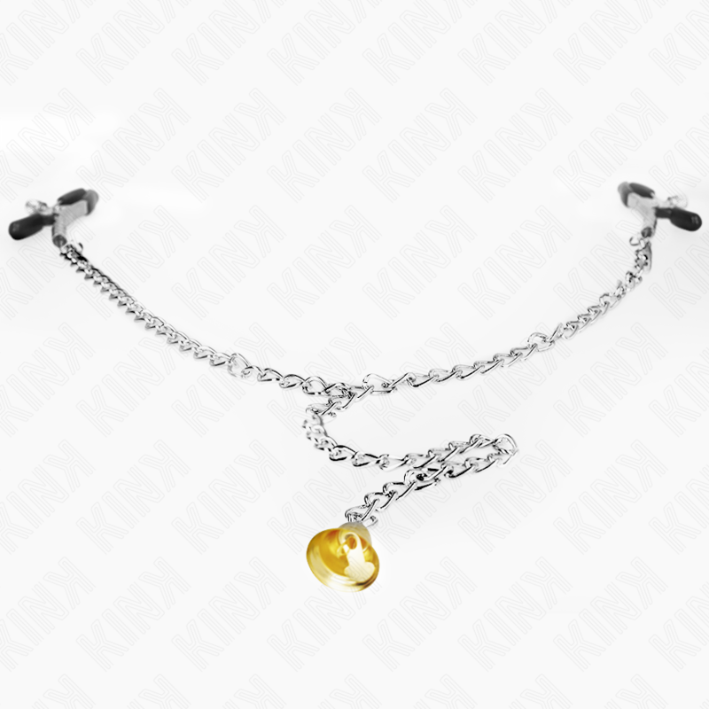 KINK - CHAIN NIPPLE CLAMPS WITH HORN PENDANT 30 CM - NOCTURNA DESIRES