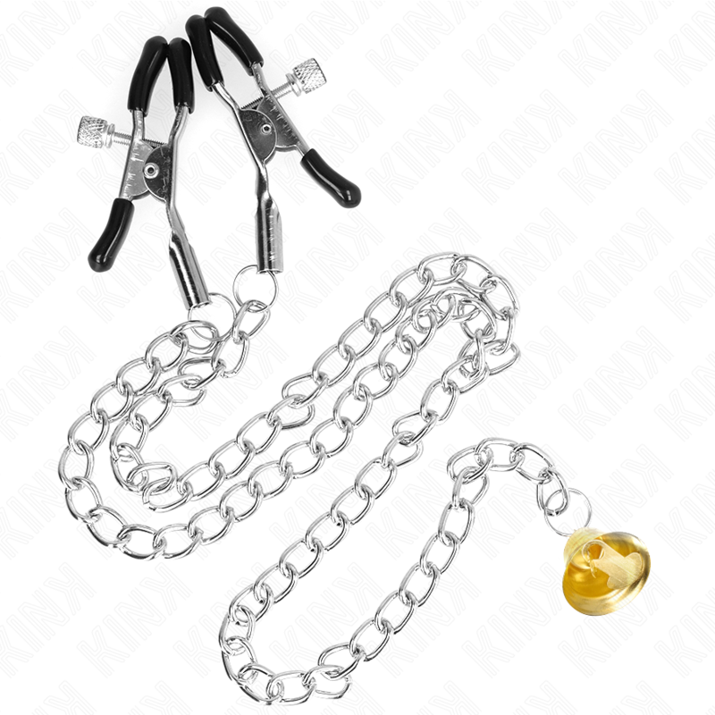 KINK - CHAIN NIPPLE CLAMPS WITH HORN PENDANT 30 CM - NOCTURNA DESIRES