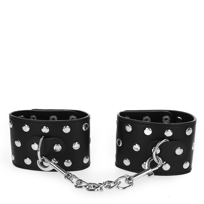 KINK - WRIST RESTRAINTS WITH SNAP FASTEN FULL OF RIVETS BLACK ADJUSTABLE 19-24 CM X 5.5 CM - NOCTURNA DESIRES