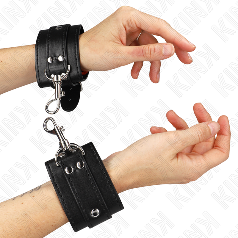 KINK - LOCKABLE DUNGEON WRIST RESTRAINTS BLACK ADJUSTABLE 21-28 CM X 5.5 CM - NOCTURNA DESIRES