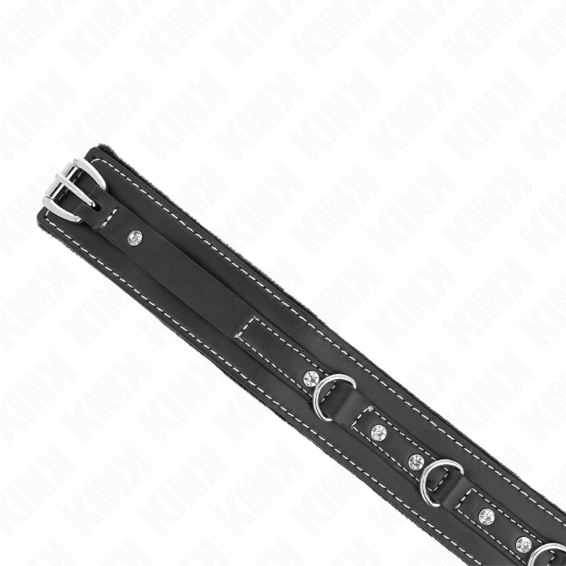 KINK - PVC LEATHER NECKLACE WITH BELT 105 CM RHINESTONE RIVET 41.5 X 4 CM - NOCTURNA DESIRES