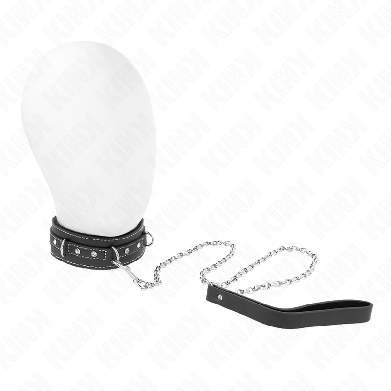 KINK - PVC LEATHER NECKLACE WITH BELT 105 CM RHINESTONE RIVET 41.5 X 4 CM - NOCTURNA DESIRES
