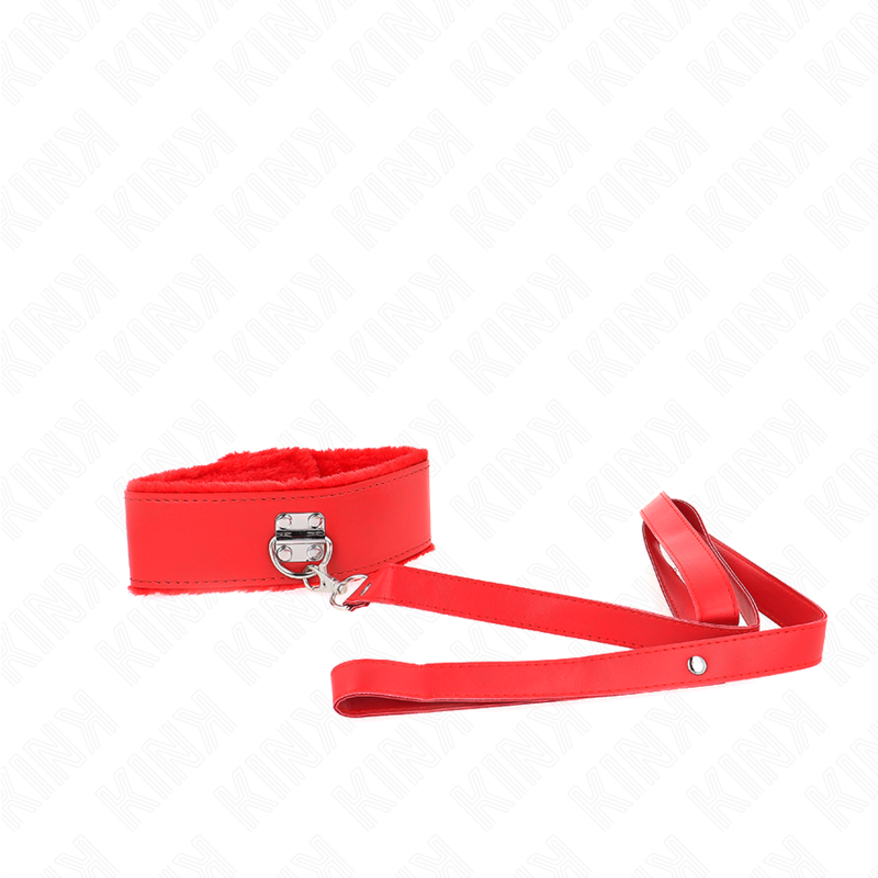 KINK - NECKLACE WITH LEASH 116 CM WITH SILVER STUDS MODEL 4 RED ADJUSTABLE 40-48 CM X 6 CM - NOCTURNA DESIRES