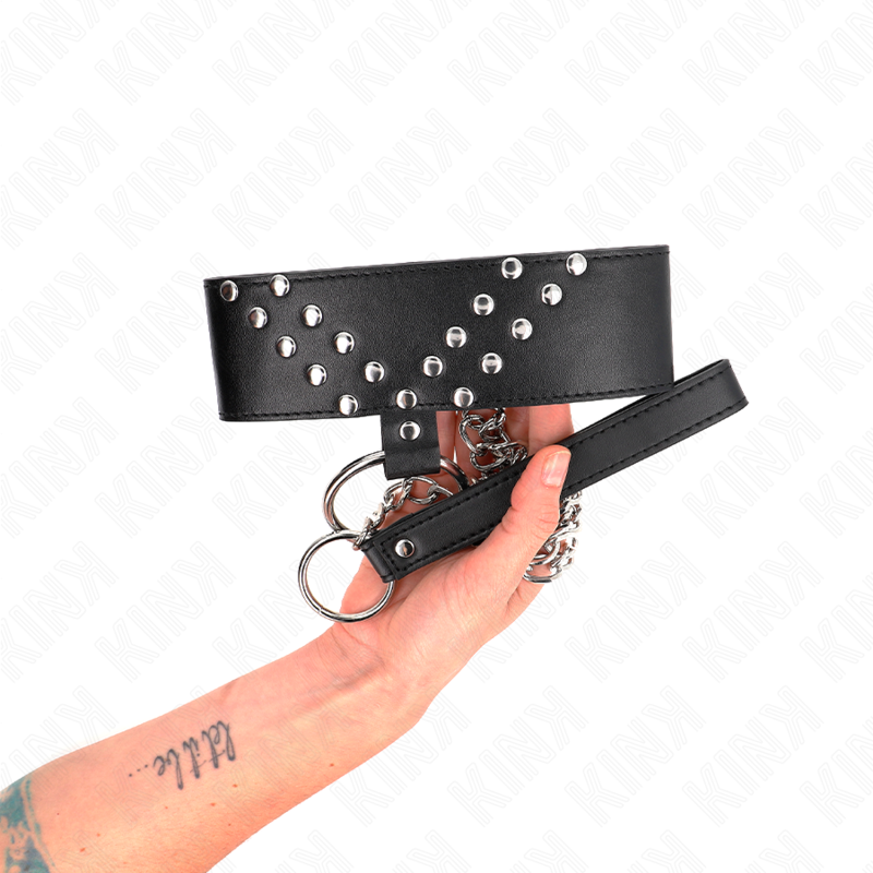 KINK - NECKLACE WITH BELT 65 CM WITH V RIVET ADJUSTABLE 36-43 CM X 5 CM - NOCTURNA DESIRES
