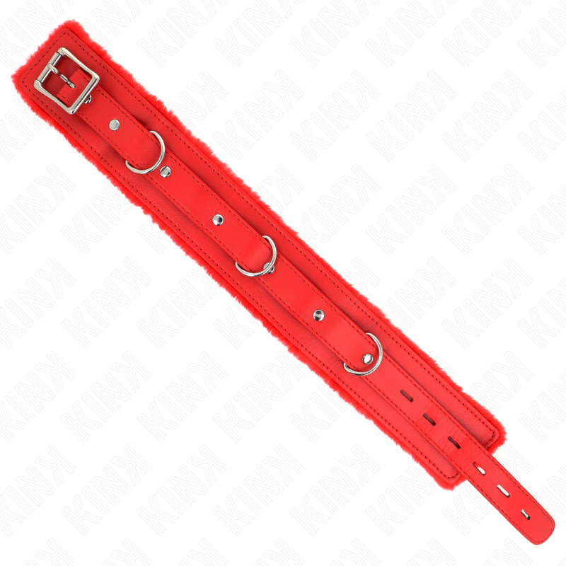 KINK - COLLAR WITH LEASH 65 CM WITH RESTRICTIONS RED 36-42 CM X 5.5 CM - NOCTURNA DESIRES
