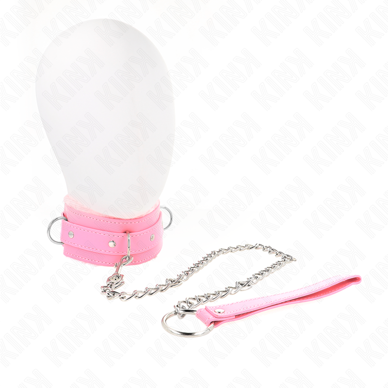 KINK - COLLAR WITH LEASH 65 CM WITH RESTRICTIONS PINK 36-42 CM X 5.5 CM - NOCTURNA DESIRES
