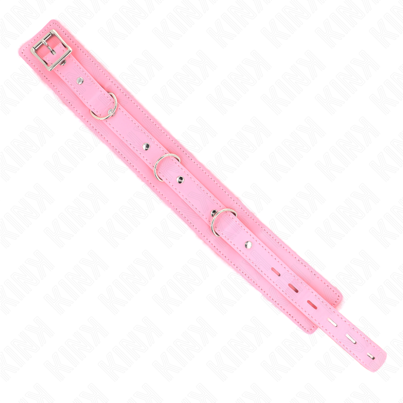 KINK - COLLAR WITH LEASH 65 CM WITH RESTRICTIONS PINK 36-42 CM X 5.5 CM - NOCTURNA DESIRES
