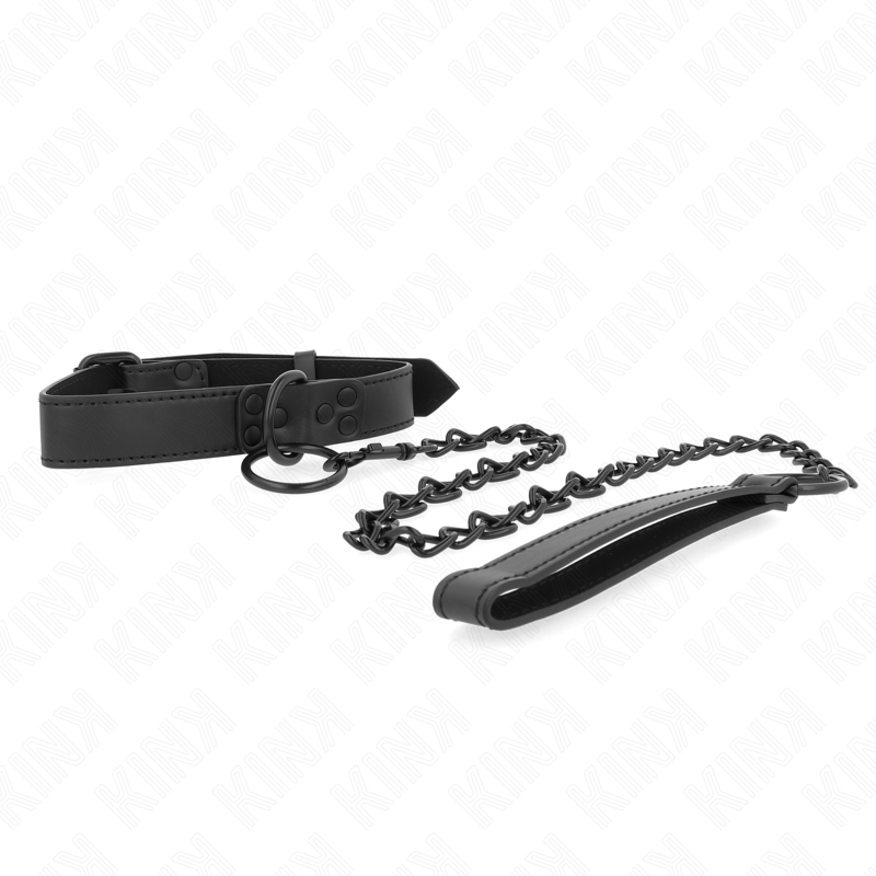 KINK - COLLAR WITH DARK LEASH 65 CM ADJUSTABLE 37-54 CM X 3 CM - NOCTURNA DESIRES