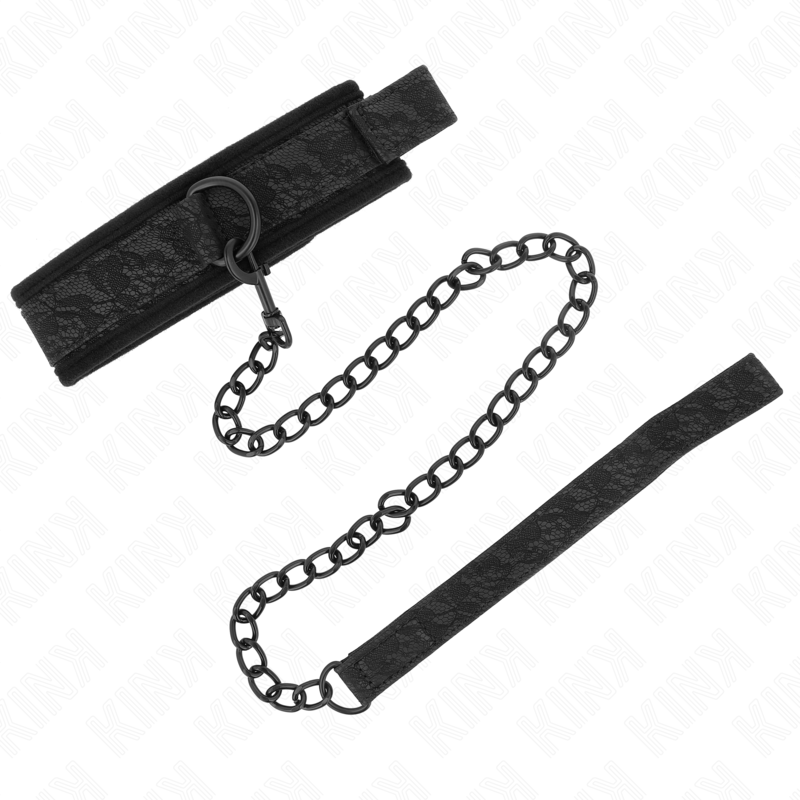KINK - BASIC MODEL COLLAR WITH LEASH 77 CM MODEL 5 AJUSTABLE 34-54 CM X 5 CM - NOCTURNA DESIRES