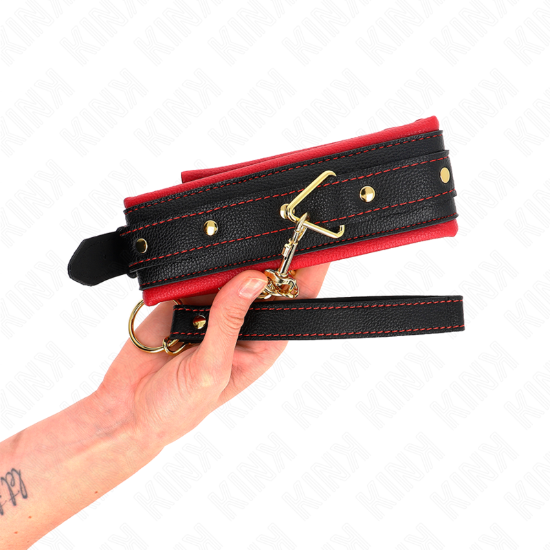 KINK - COLLAR WITH PLAIN FABRIC LEASH ADJUSTABLE 33-48 CM X 5.7 CM - NOCTURNA DESIRES