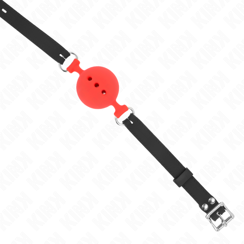 KINK - FULL SILICONE GAG 55 x 2 CM WITH 5 CM BALL SIZE L RED ADJUSTABLE 35-51 CM - NOCTURNA DESIRES