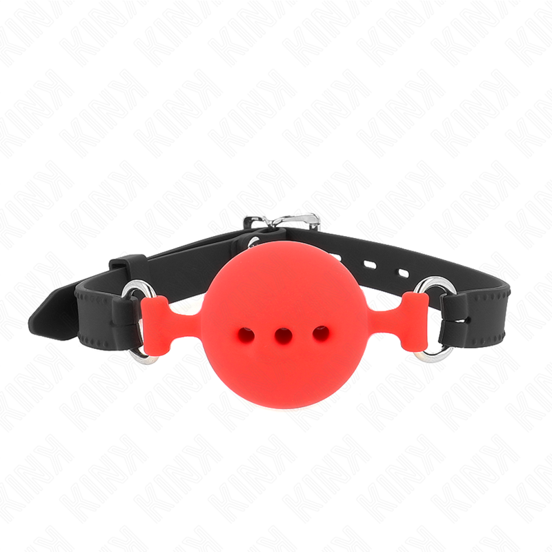 KINK - FULL SILICONE GAG 55 x 2 CM WITH 5 CM BALL SIZE L RED ADJUSTABLE 35-51 CM - NOCTURNA DESIRES