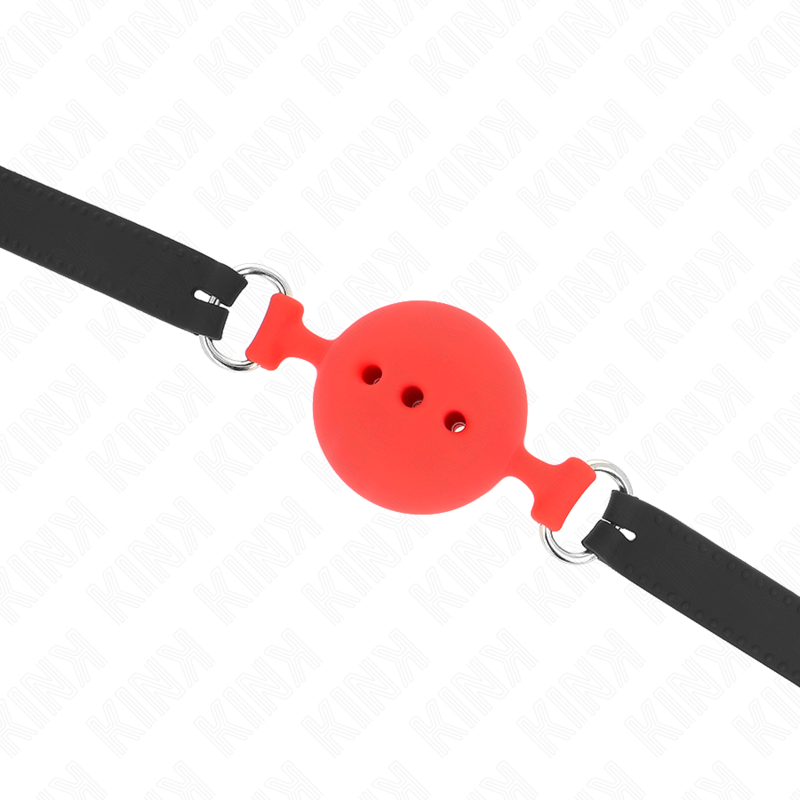 KINK - FULL SILICONE GAG 55 x 2 CM WITH 5 CM BALL SIZE L RED ADJUSTABLE 35-51 CM - NOCTURNA DESIRES