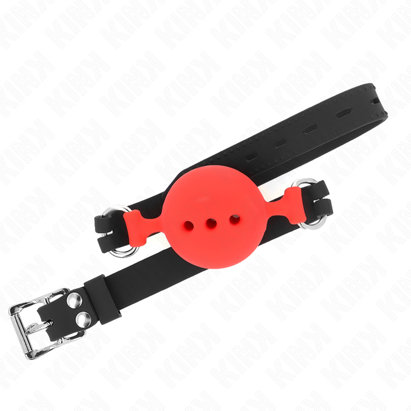 KINK - FULL SILICONE GAG 55 x 2 CM WITH 5 CM BALL SIZE L RED ADJUSTABLE 35-51 CM - NOCTURNA DESIRES
