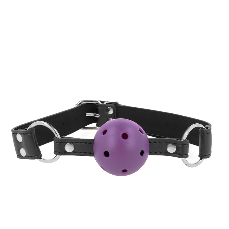 KINK - BREATHABLE BALL 4 CM GAG WITH DOUBLE RIVET PURPLE 62.5 x 2.5 CM ADJUSTABLE 42-58 CM - NOCTURNA DESIRES