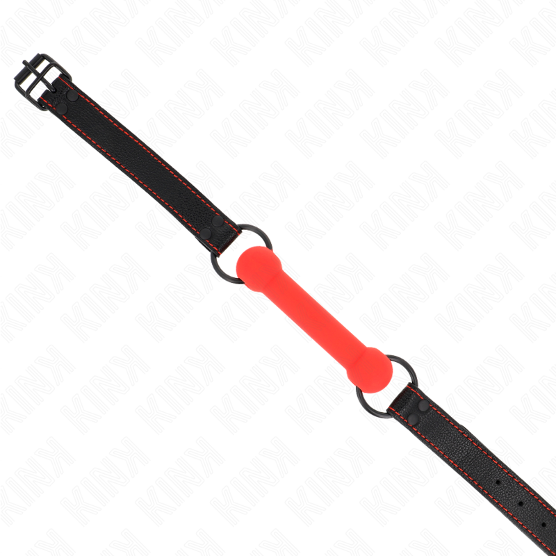 KINK - BONE GAG WITH LEATHERETTE STRAP RED ADJUSTABLE 41-57 CM - NOCTURNA DESIRES