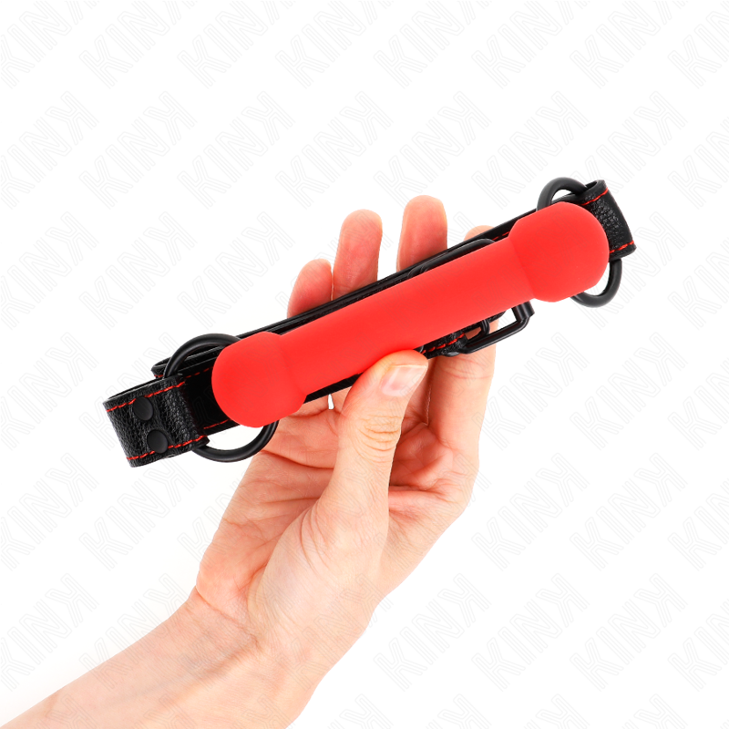 KINK - BONE GAG WITH LEATHERETTE STRAP RED ADJUSTABLE 41-57 CM - NOCTURNA DESIRES
