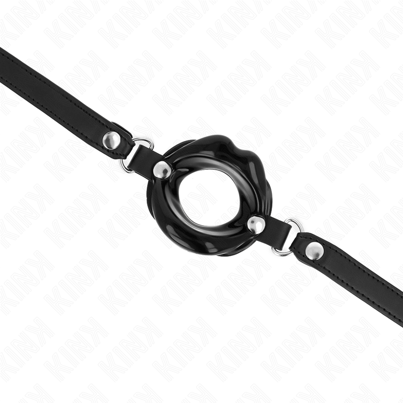 KINK - LIP 8 CM GAG WITH BLACK LEATHERETTE STRAP 63 x 2 CM ADJUSTABLE 39-58 CM - NOCTURNA DESIRES