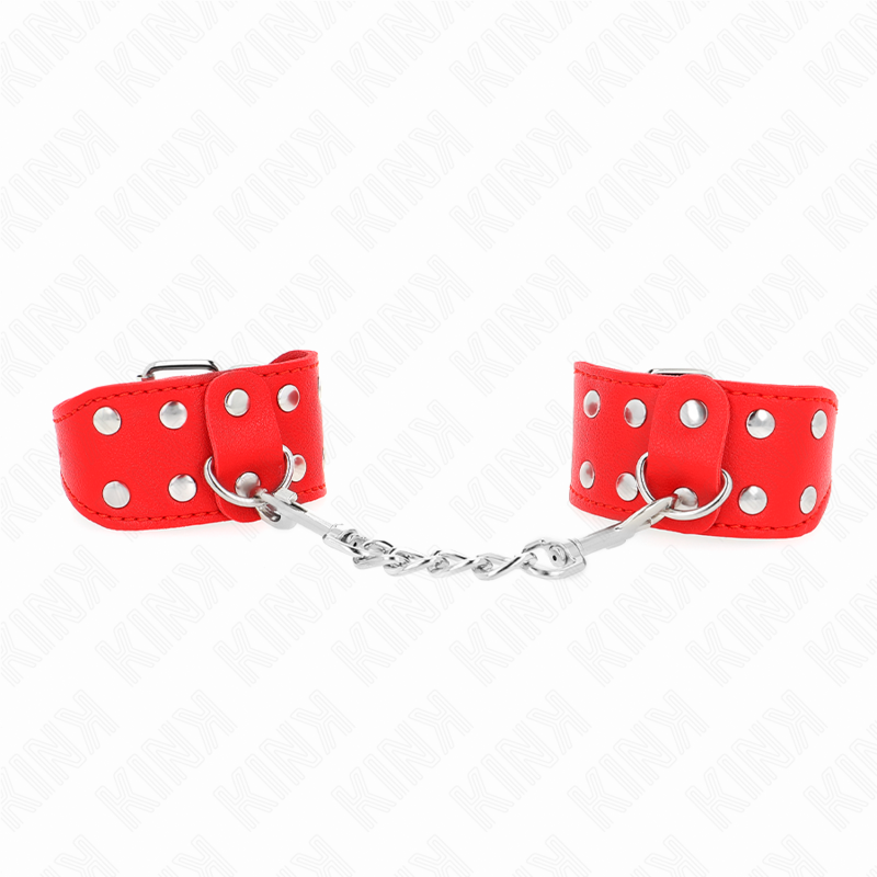 KINK - WRISTBANDS WITH DOUBLE LINE OF ADJUSTABLE STUDS RED - NOCTURNA DESIRES