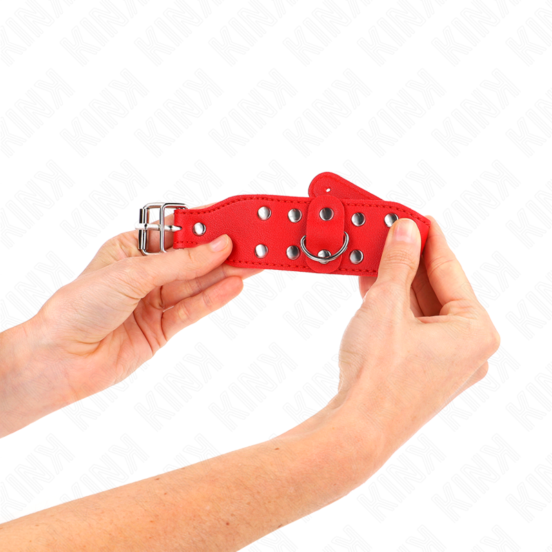 KINK - WRISTBANDS WITH DOUBLE LINE OF ADJUSTABLE STUDS RED - NOCTURNA DESIRES