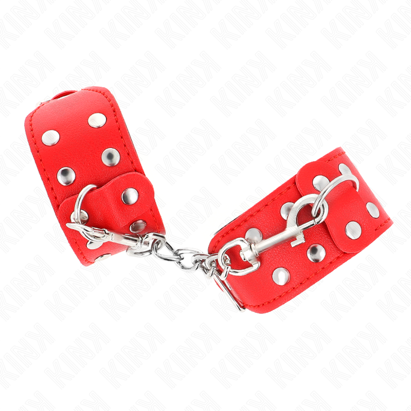 KINK - WRISTBANDS WITH DOUBLE LINE OF ADJUSTABLE STUDS RED - NOCTURNA DESIRES