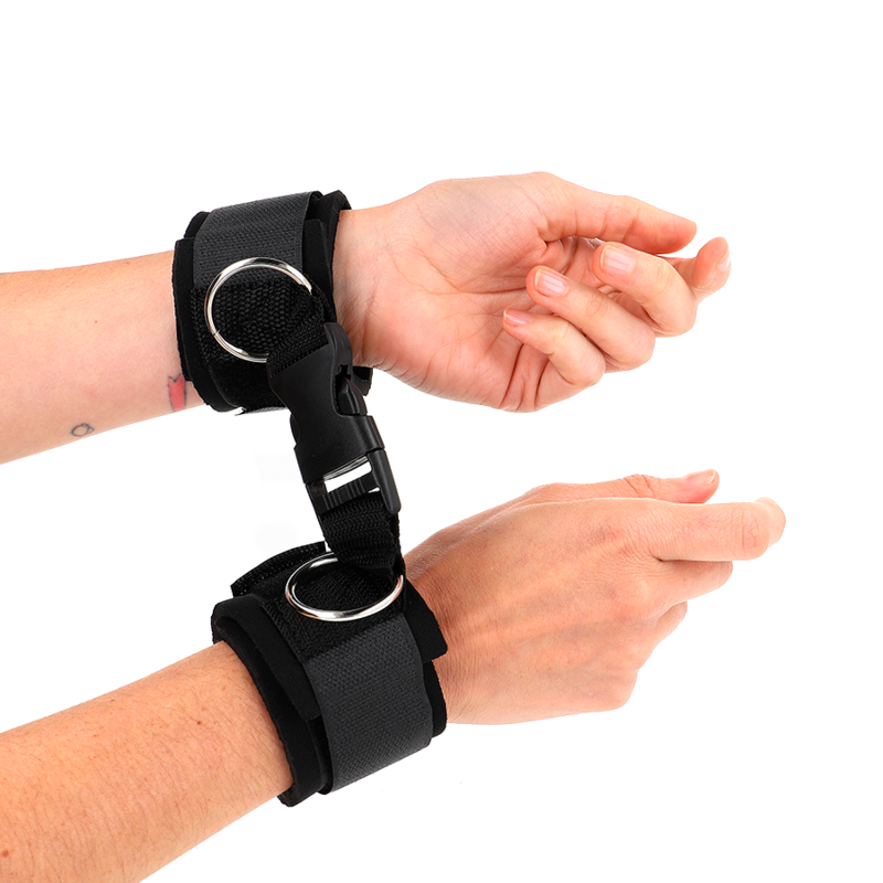 KINK - NEOPRENE HOOK&LOOP FASTENER WRIST RESTRAINTS BLACK ADJUSTABLE 22-34 CM - NOCTURNA DESIRES