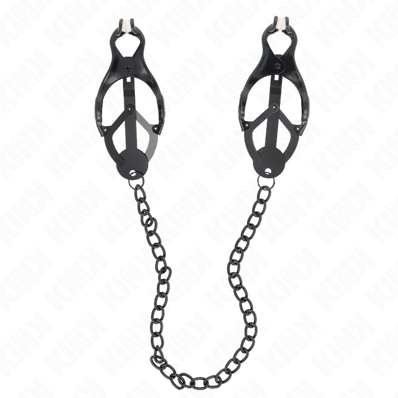 KINK - JAPANESE CLOVER NIPPLE CLAMPS WITH CHAIN BLACK 30 CM - NOCTURNA DESIRES