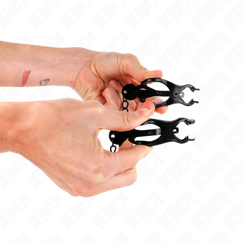KINK - JAPANESE CLOVER NIPPLE CLAMPS WITH CHAIN BLACK 30 CM - NOCTURNA DESIRES
