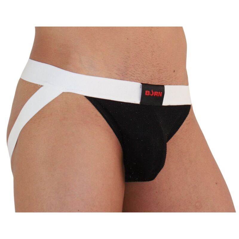 BURN - 004 JOCK SHINY BLACK / WHITE S - NOCTURNA DESIRES