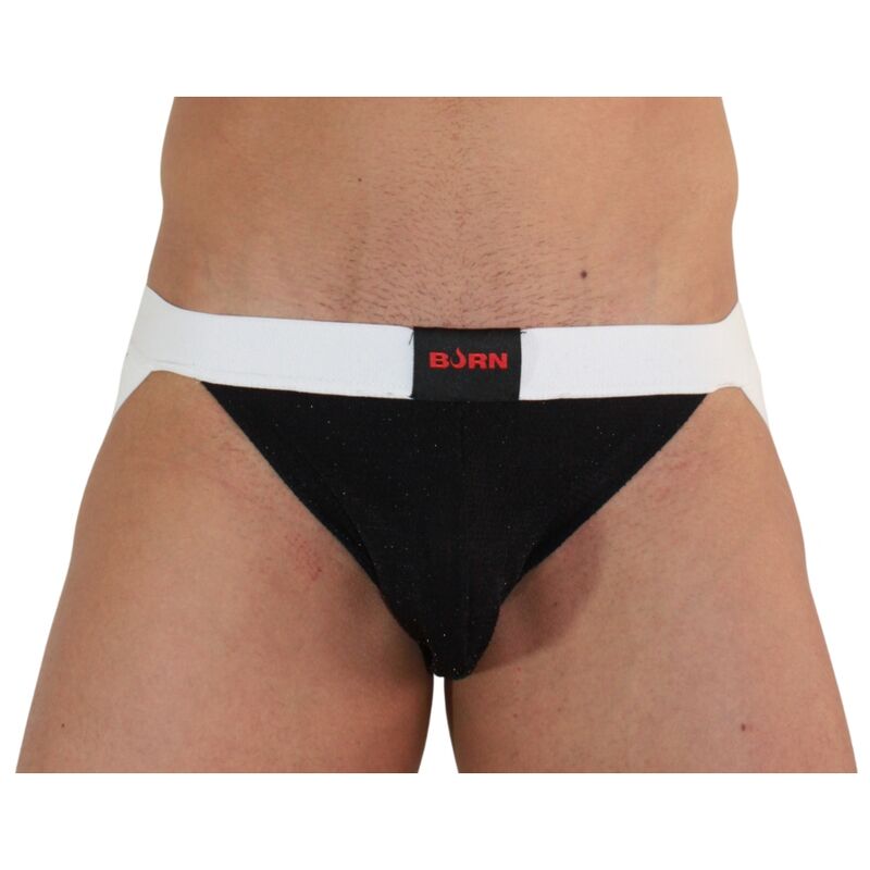BURN - 004 JOCK SHINY BLACK / WHITE L - NOCTURNA DESIRES