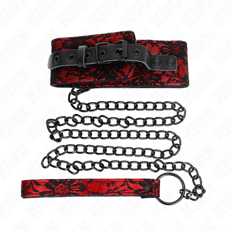KINK - LACE NECKLACE WITH BELT WITH REAL LEATHER BELT 105 CM / 44 X 5.5 CM - NOCTURNA DESIRES