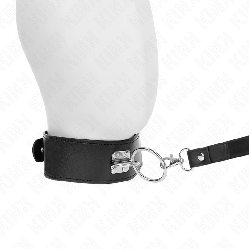 KINK - STUDDED LEASH 116 CM COLLAR WITH LEATHERETTE STRAP 50 X 5 CM - NOCTURNA DESIRES