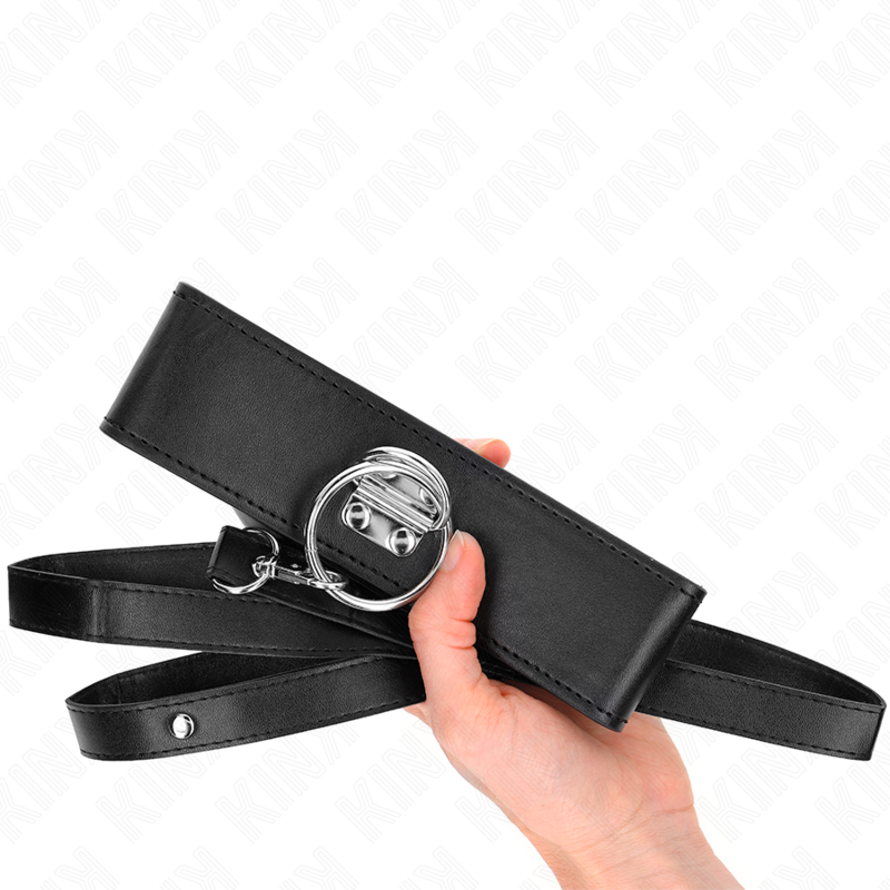 KINK - STUDDED LEASH 116 CM COLLAR WITH LEATHERETTE STRAP 50 X 5 CM - NOCTURNA DESIRES