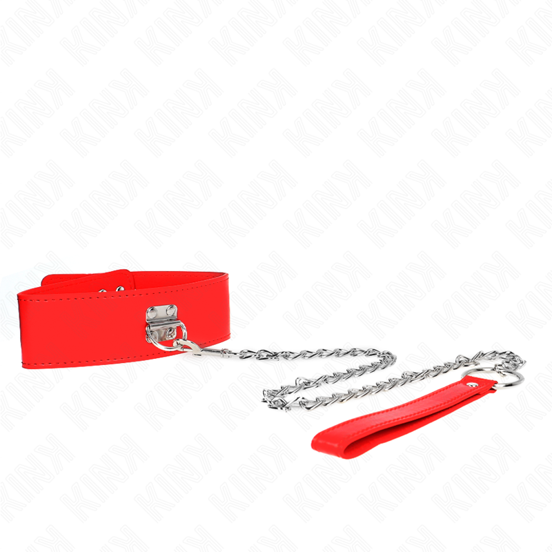 KINK - NECKLACE WITH BELT 65 CM WITH WIDE RED STRAP ADJUSTABLE 33.5-41 CM X 5 CM - NOCTURNA DESIRES