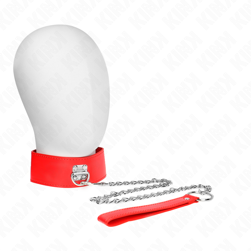 KINK - NECKLACE WITH BELT 65 CM WITH WIDE RED STRAP ADJUSTABLE 33.5-41 CM X 5 CM - NOCTURNA DESIRES