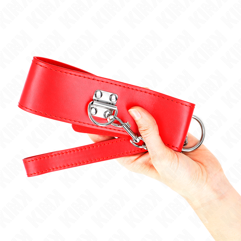 KINK - NECKLACE WITH BELT 65 CM WITH WIDE RED STRAP ADJUSTABLE 33.5-41 CM X 5 CM - NOCTURNA DESIRES