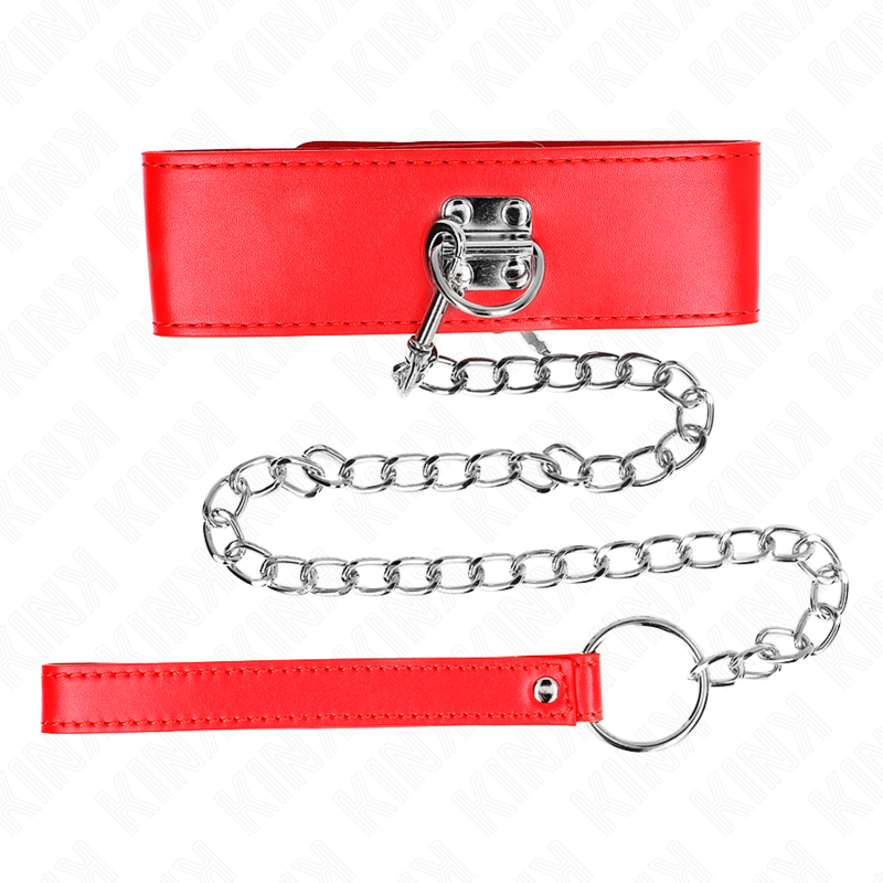 KINK - NECKLACE WITH BELT 65 CM WITH WIDE RED STRAP ADJUSTABLE 33.5-41 CM X 5 CM - NOCTURNA DESIRES