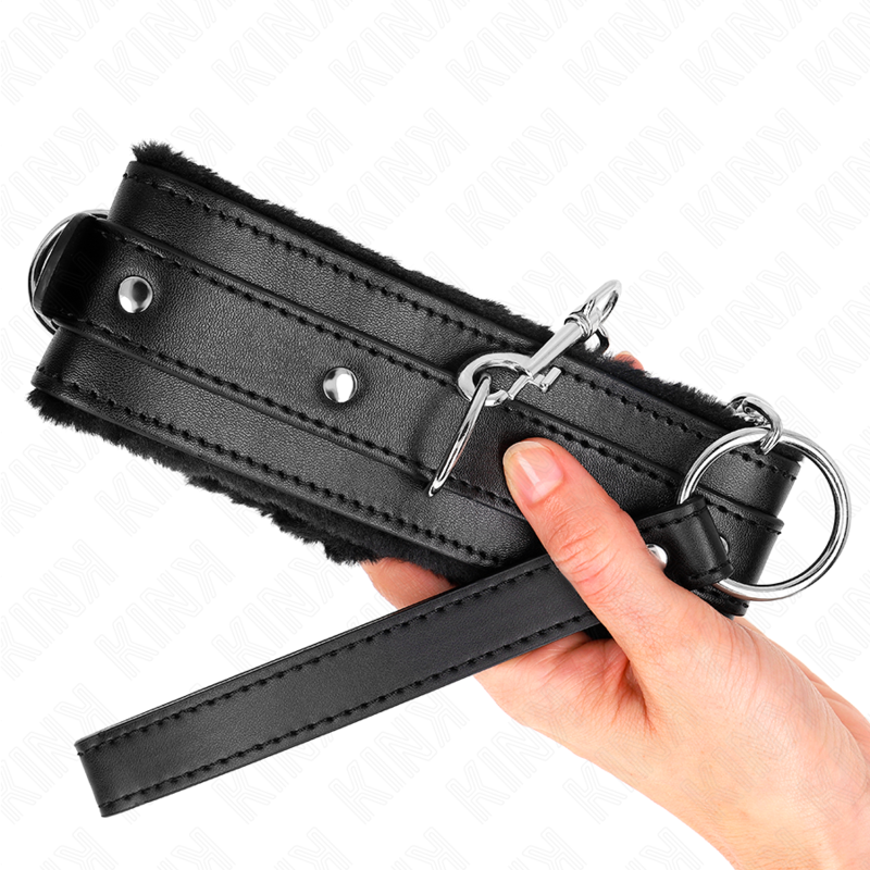 KINK - COLLAR WITH LEASH 65 CM WITH RESTRICTIONS BLACK 36-42 CM X 5.5 CM - NOCTURNA DESIRES