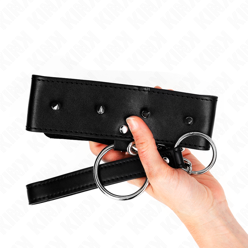 KINK - NECKLACE 65 CM WITH LEASH WITH SILVER STUDS MODEL 2 ADJUSTABLE 36-43 CM X 5 CM - NOCTURNA DESIRES