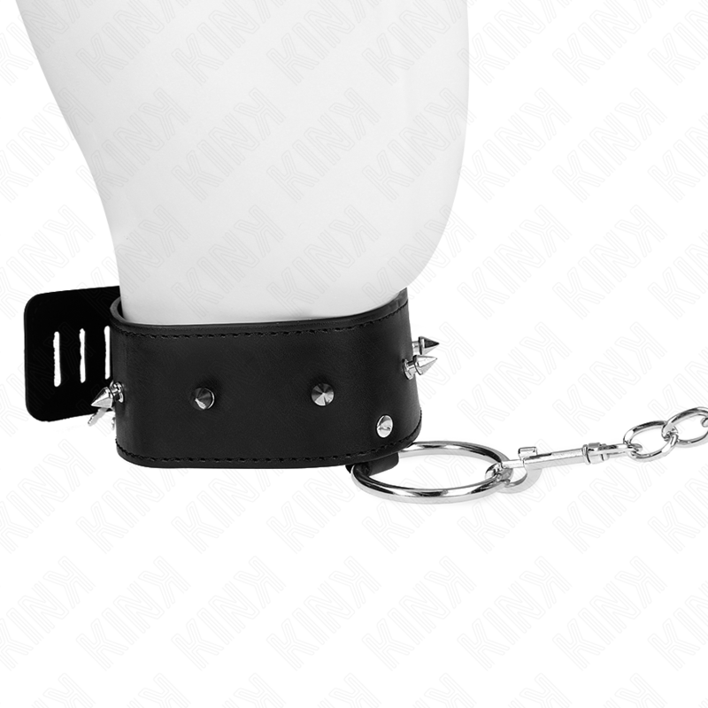 KINK - NECKLACE 65 CM WITH LEASH WITH SILVER STUDS MODEL 2 ADJUSTABLE 36-43 CM X 5 CM - NOCTURNA DESIRES