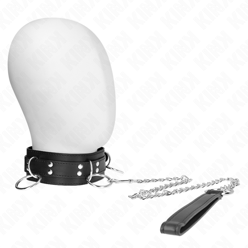 KINK - 3 RING SLAVERY NECKLACE WITH STRAP 80 CM 53 X 5 CM - NOCTURNA DESIRES