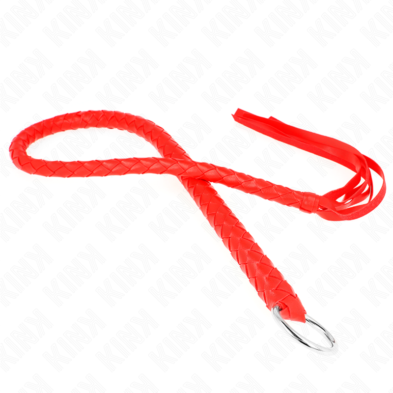 KINK - SNAKE WHIP WITH RED HAND RING 65 CM - NOCTURNA DESIRES