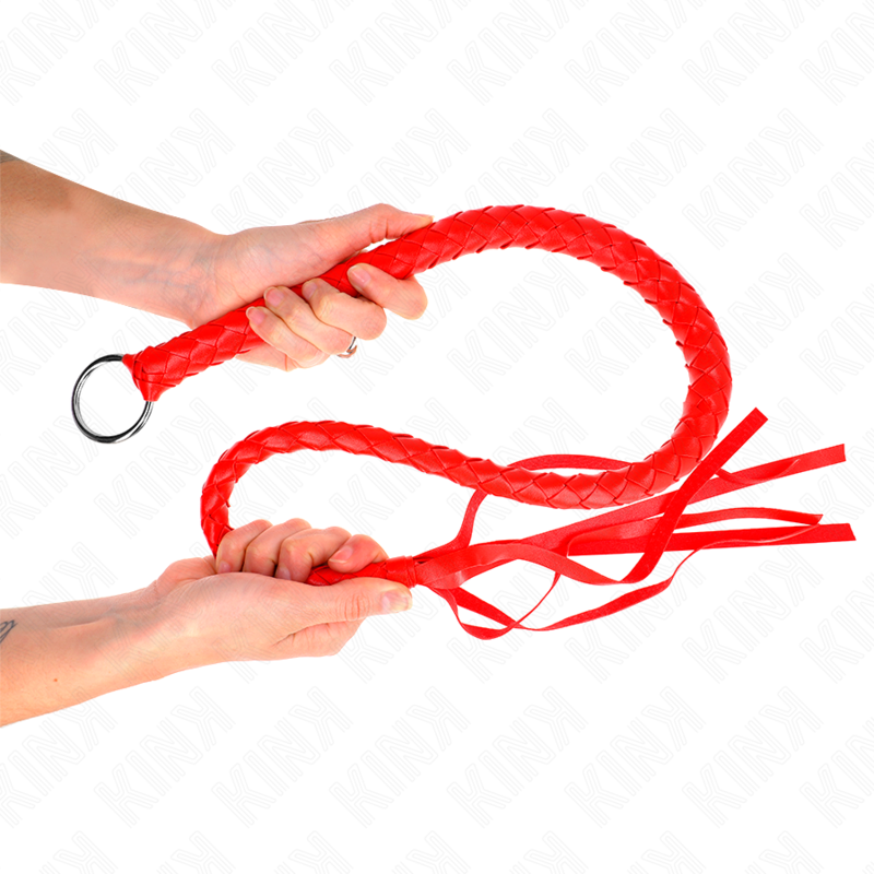 KINK - SNAKE WHIP WITH RED HAND RING 65 CM - NOCTURNA DESIRES