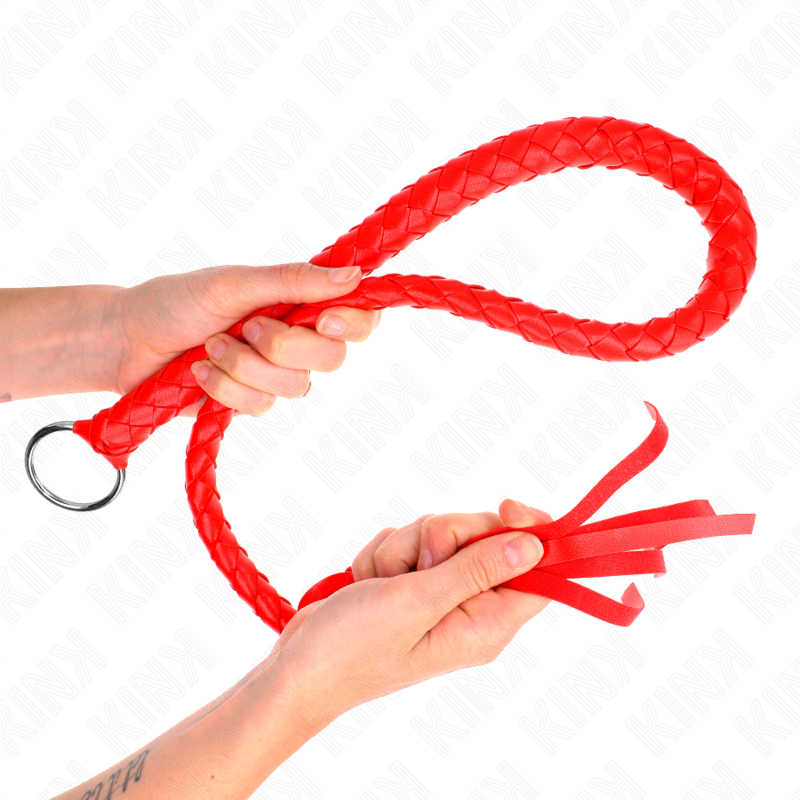 KINK - SNAKE WHIP WITH RED HAND RING 65 CM - NOCTURNA DESIRES