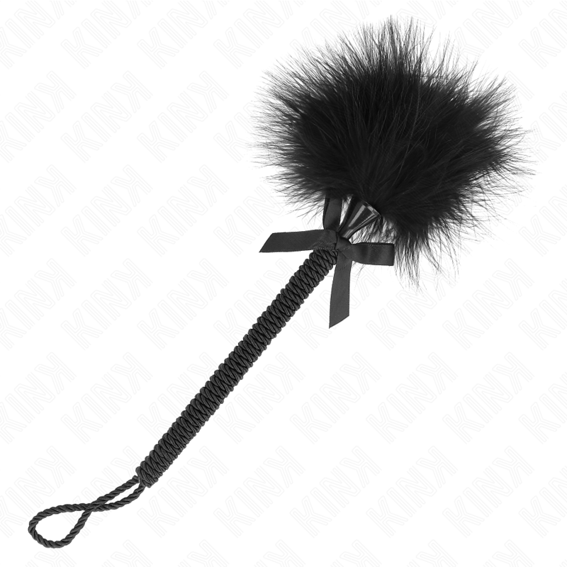 KINK - NYLON ROPE WAND WITH TICKLE FEATHERS AND BLACK BOW 25 CM - NOCTURNA DESIRES