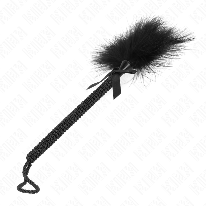 KINK - NYLON ROPE WAND WITH TICKLE FEATHERS AND BLACK BOW 25 CM - NOCTURNA DESIRES