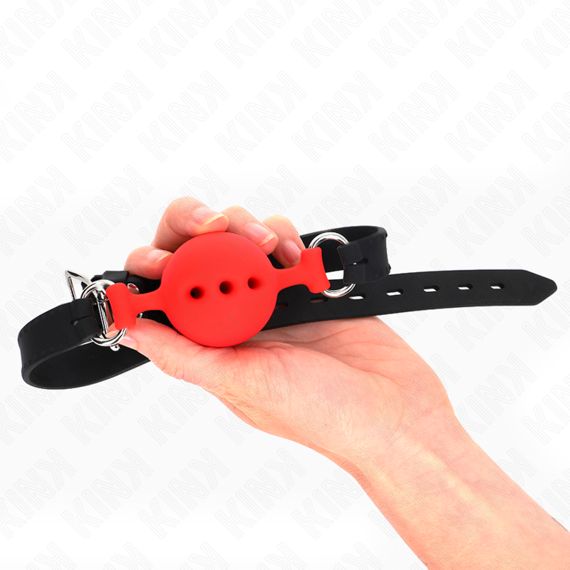 KINK - FULL SILICONE GAG 55 x 2 CM WITH 4.5 CM BALL SIZE M RED ADJUSTABLE 35-51 CM - NOCTURNA DESIRES